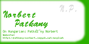 norbert patkany business card